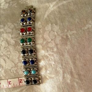 Colorful Gemstone Silver Bracelet